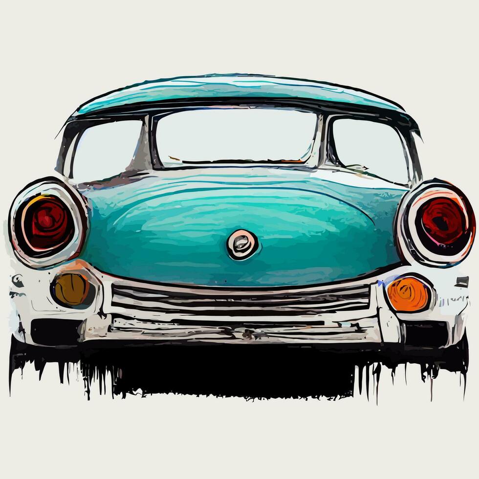 gráfico vectorial de ilustración de coche antiguo en estilo acuarela bueno para imprimir en diseño de postal, póster o camiseta vector