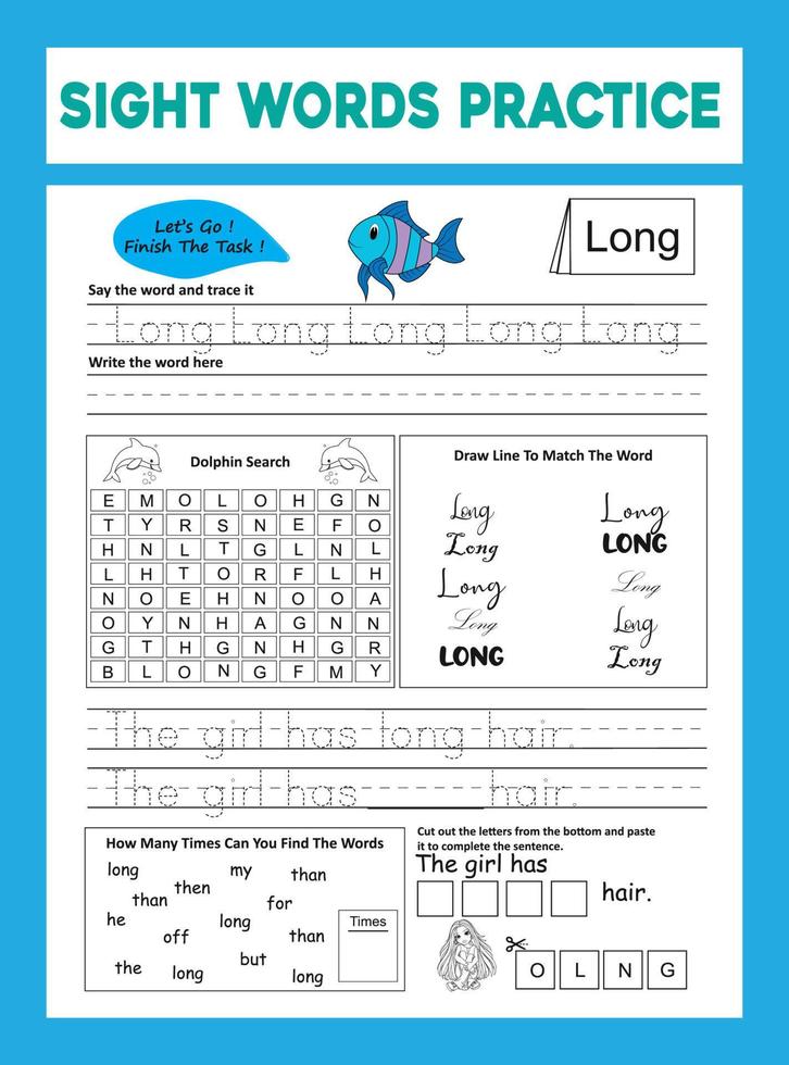 Sight Words Practice Worksheet vector