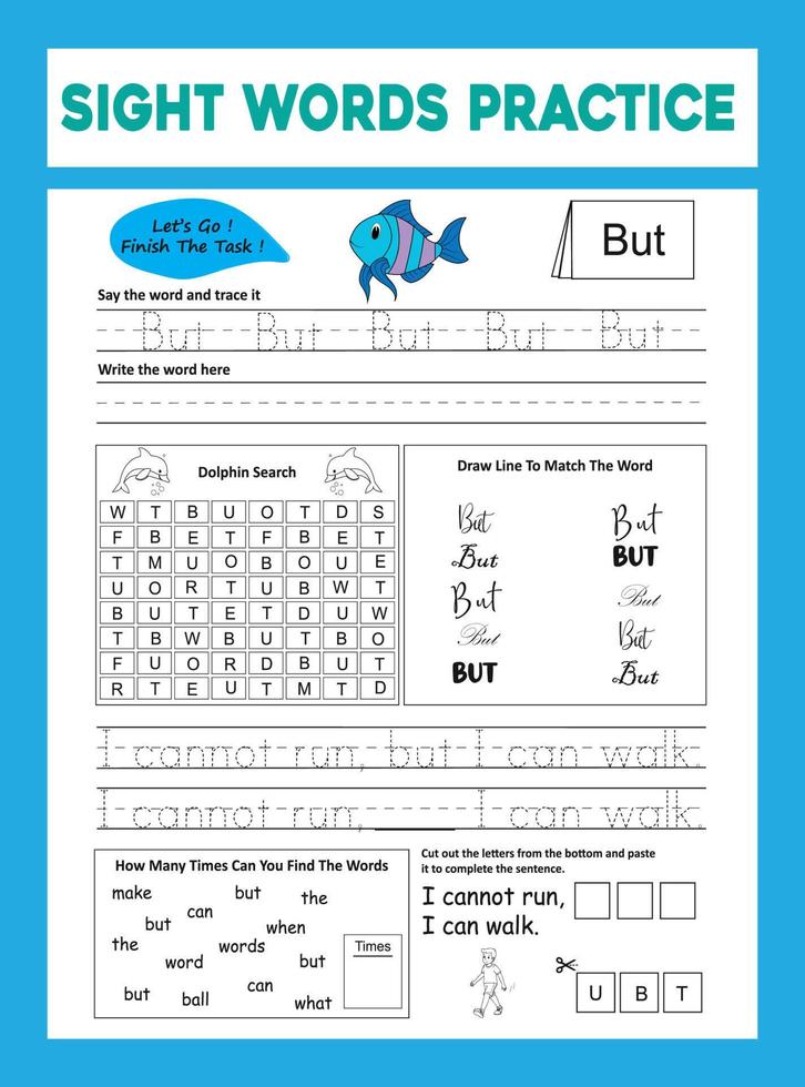 Sight Words Practice Worksheet vector