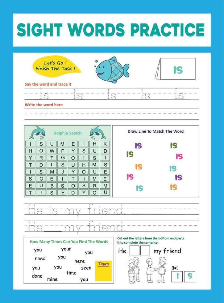 Sight Words Practice Worksheet vector