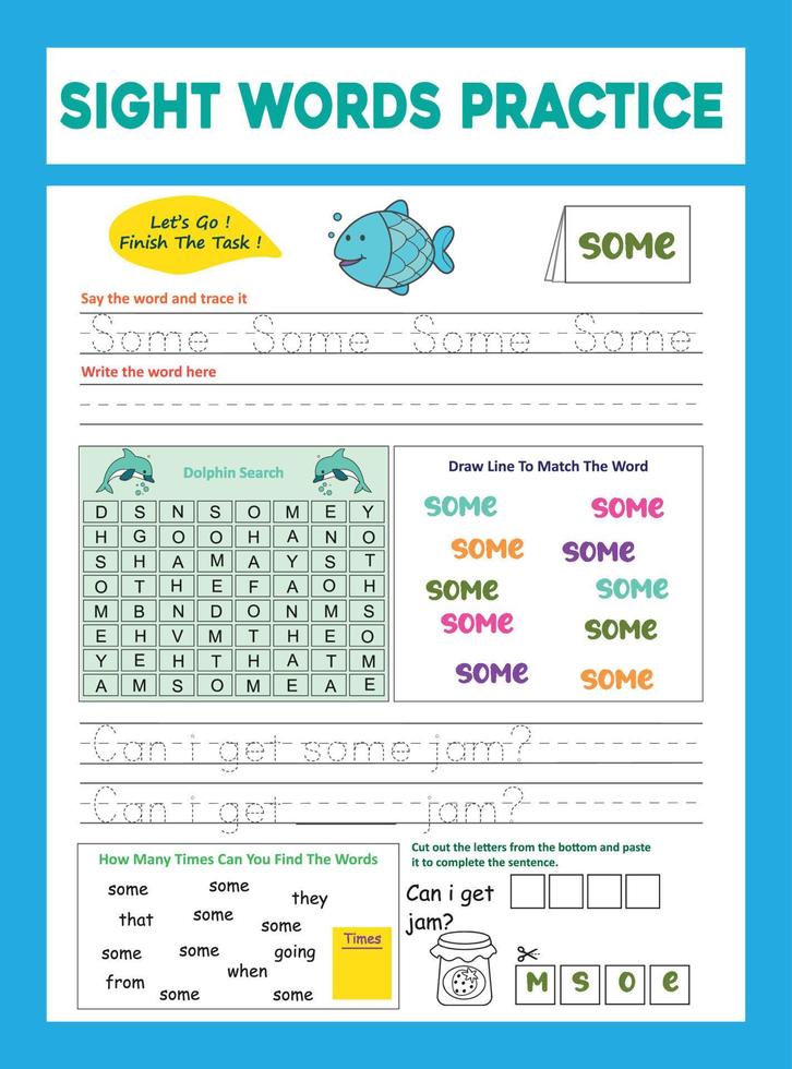 Sight Words Practice Worksheet vector