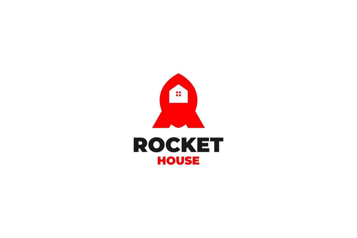 Flat rocket house logo design vector illustration