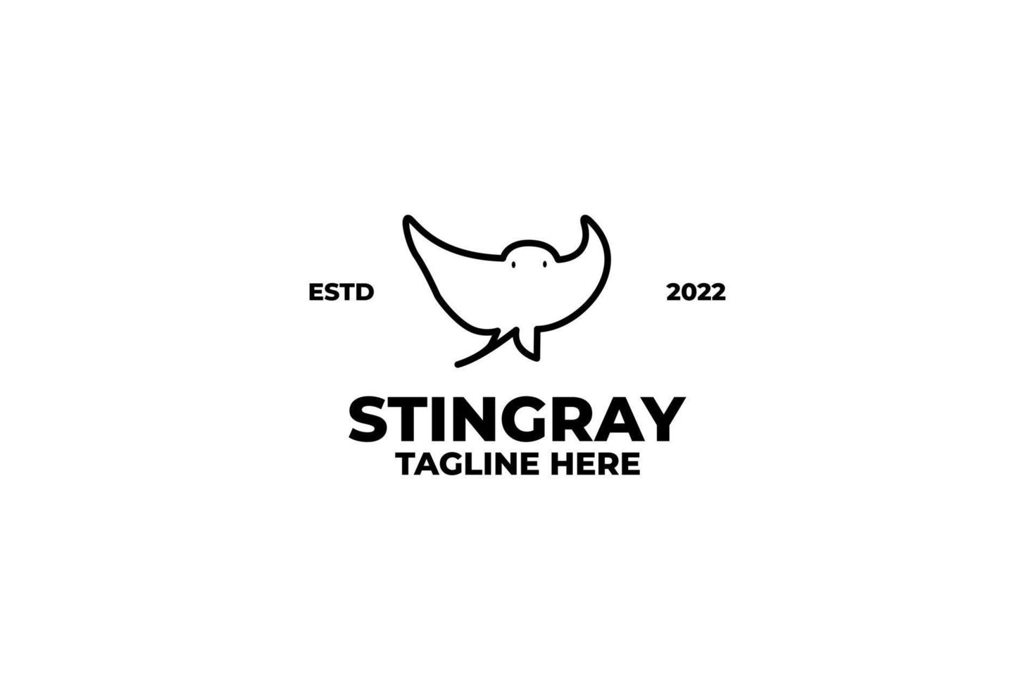 Flat stingray simple silhouette logo design vector illustration