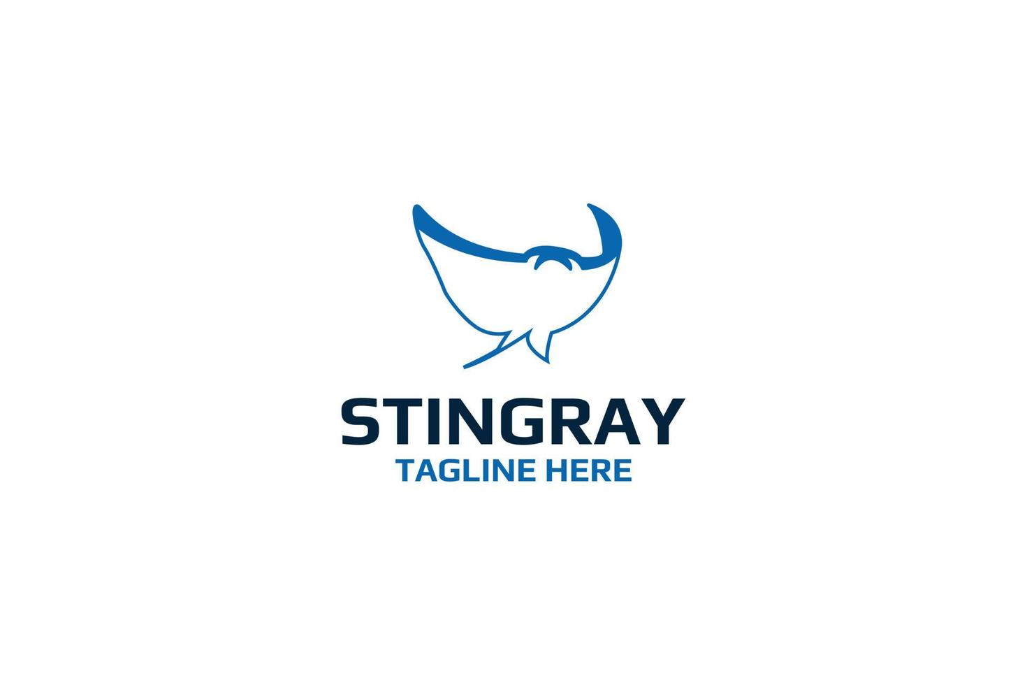 Ilustración de vector de diseño de logotipo de silueta simple de mantarraya plana