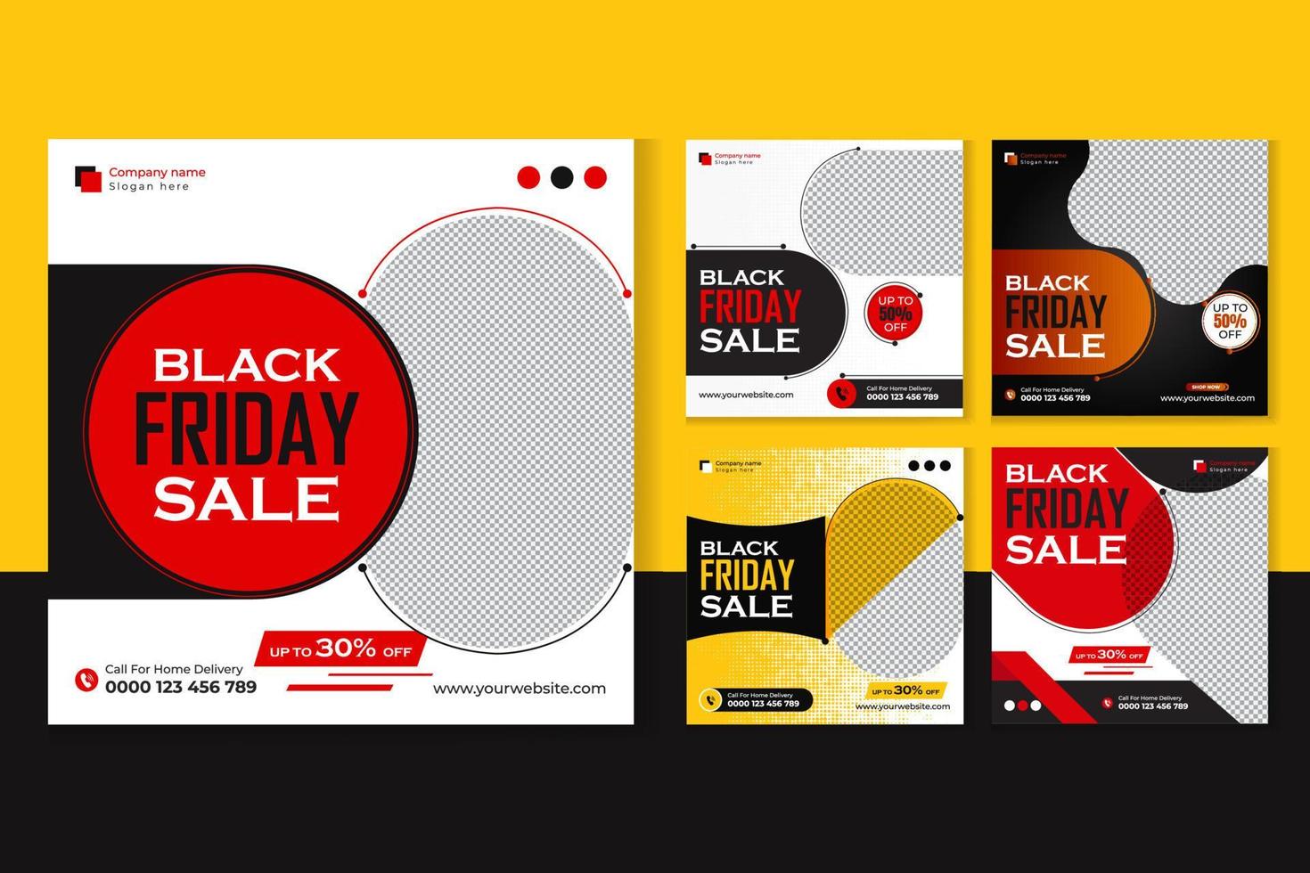 Black Friday sale social media template bundle vector