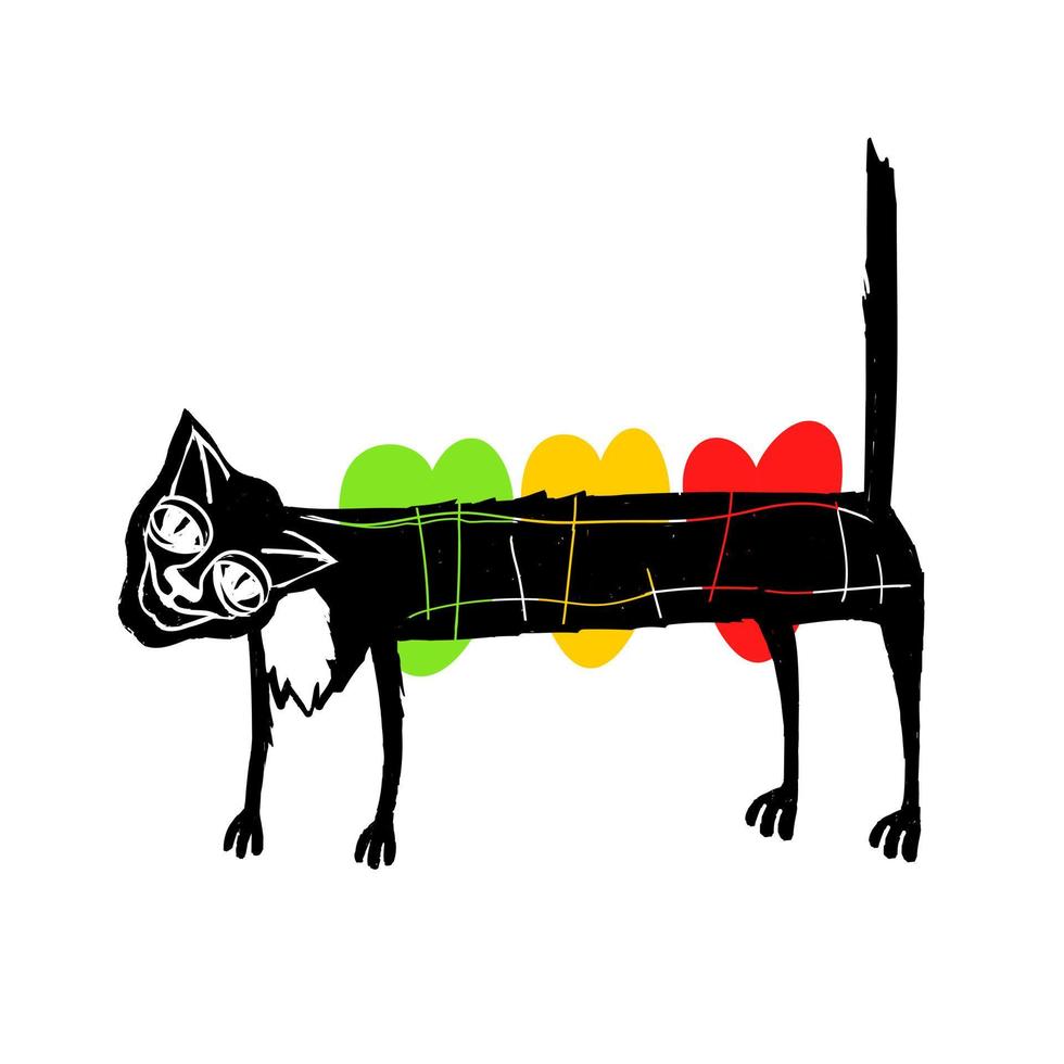 Cute cat with a set of three hearts in the colors the traffic light.  13593703 Vector Art at Vecteezy