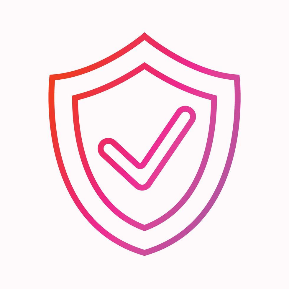 escudo de seguridad con icono plano de contorno de marca de verificación vector