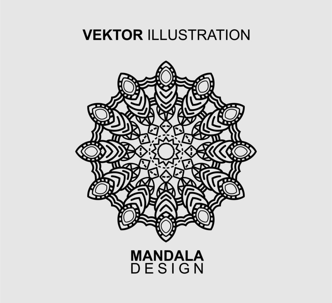 diseño de patrón de mandala en blanco y negro, adecuado para colorear libros y otras necesidades. ilustración vectorial vector