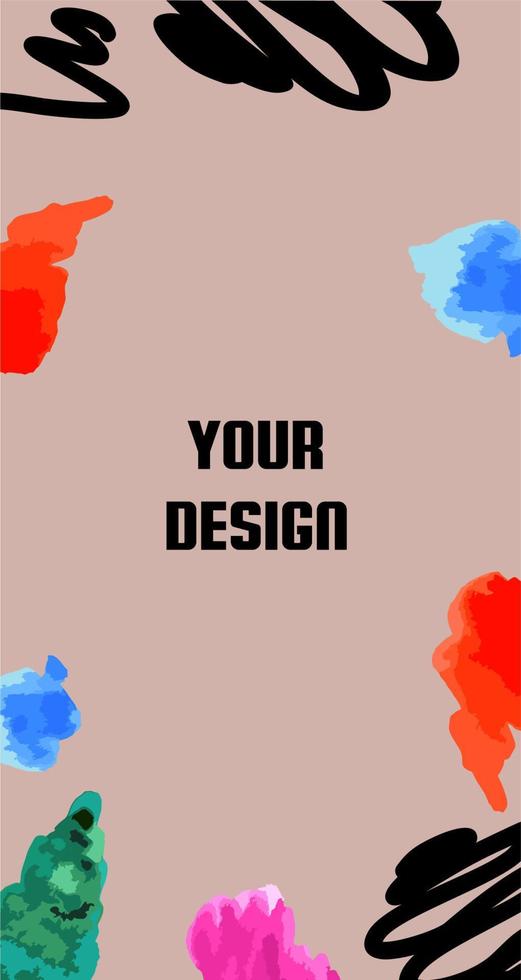 The beige template is vertical for stories in social networks. the form is vertical, abstract style. Squiggles and spots. vector