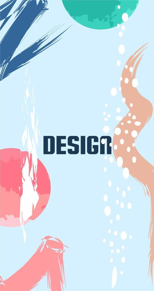 The blue pink template is vertical for stories in social networks. the form is vertical, abstract style. Squiggles and spots. vector