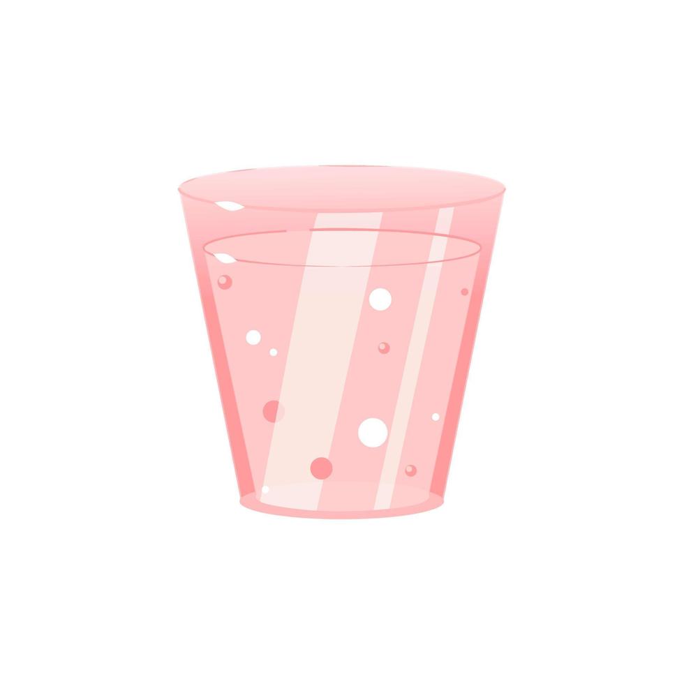 un vaso de vidrio con una bebida rosa. fondo blanco aislado. vector