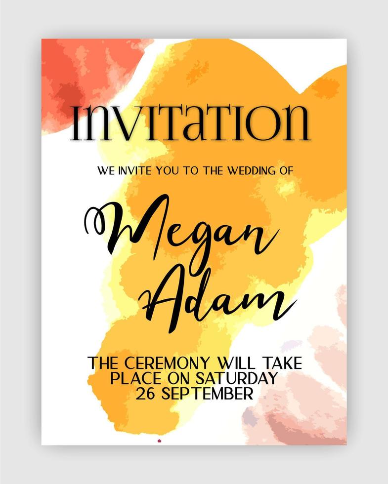 Watercolor set of wedding invitations, birthday cards and holiday cards. Watercolor blots and spots of different colors   yellow, beige vector