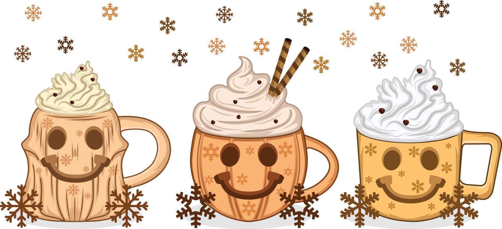 ilustración de tazas de café de invierno vector