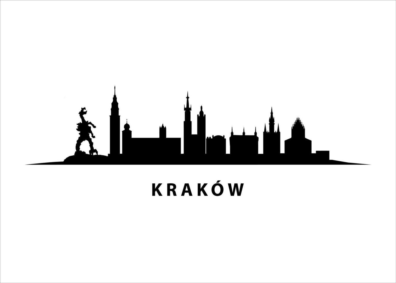 Krakow Vector Skyline Black Silhouette of City in Poland