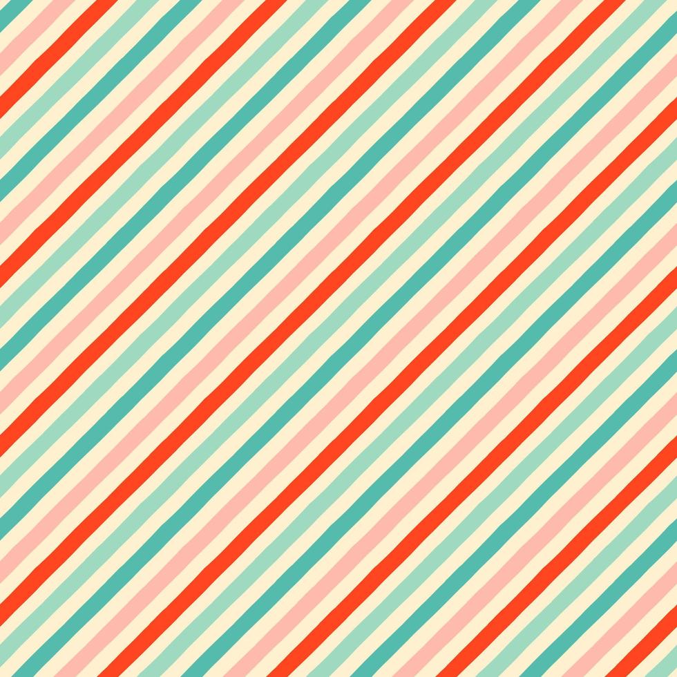 Pastel diagonal candy stripe seamless pattern. Christmas, Birthday, Valentine party gift wrap design, classic retro background. vector