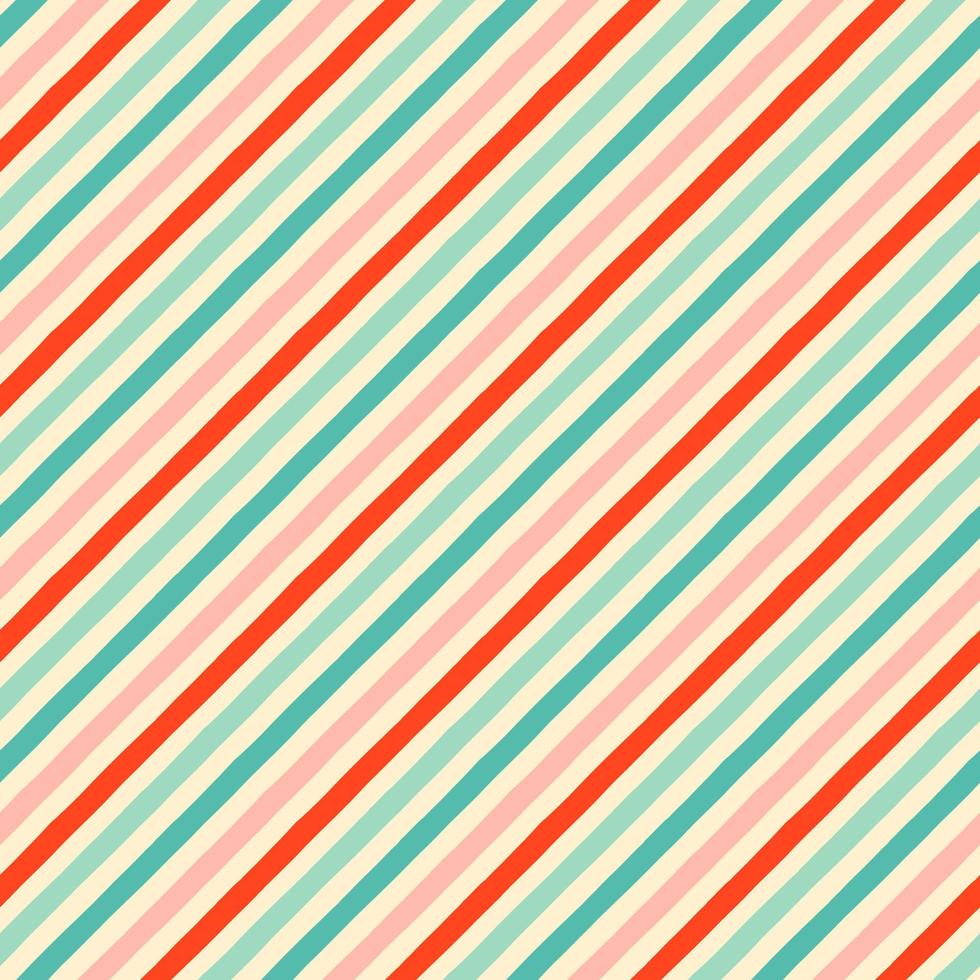 Pastel diagonal candy stripe seamless pattern. Christmas, Birthday, Valentine party gift wrap design, classic retro background. vector