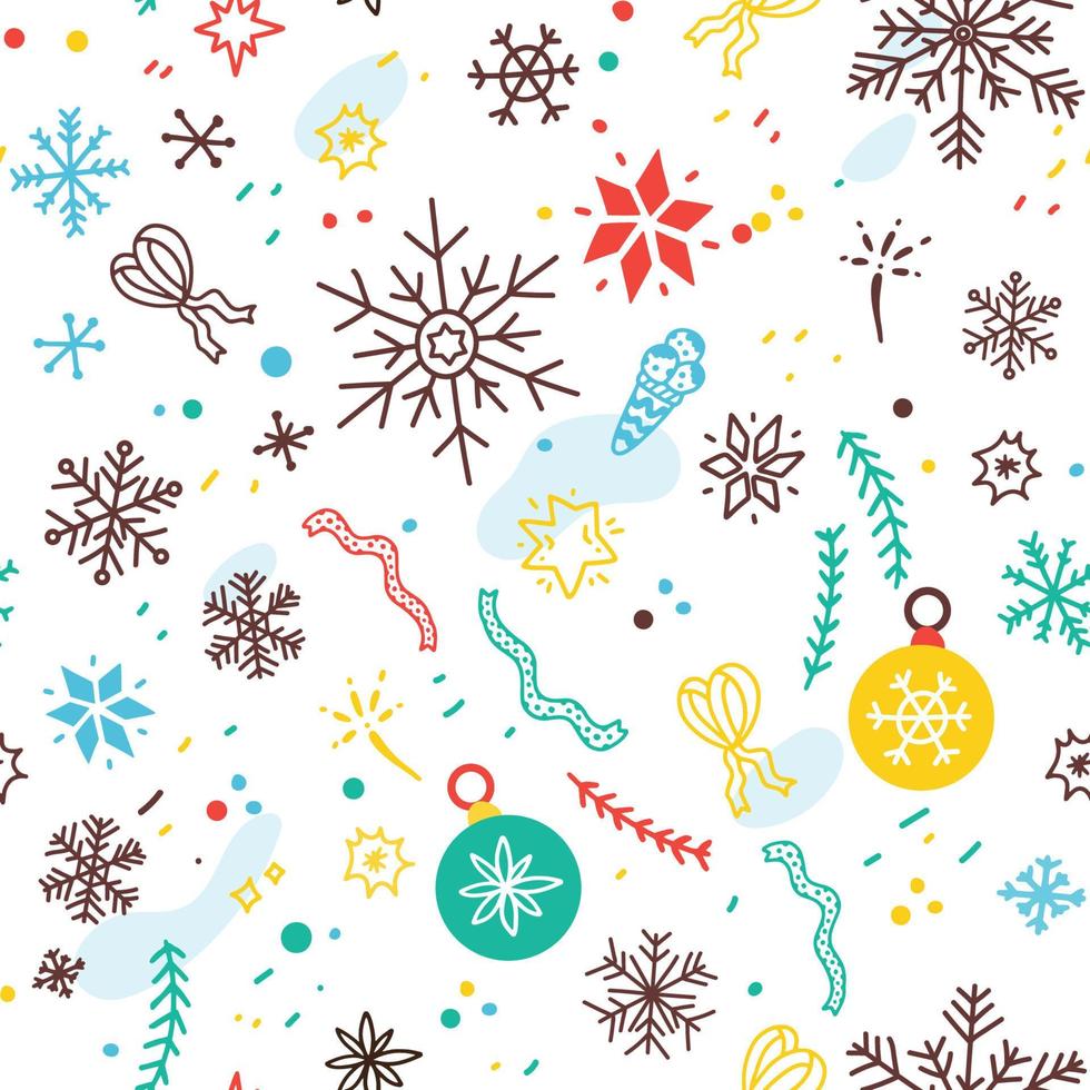 Snowflakes Hand Drawn Seamless Pattern Doodle vector