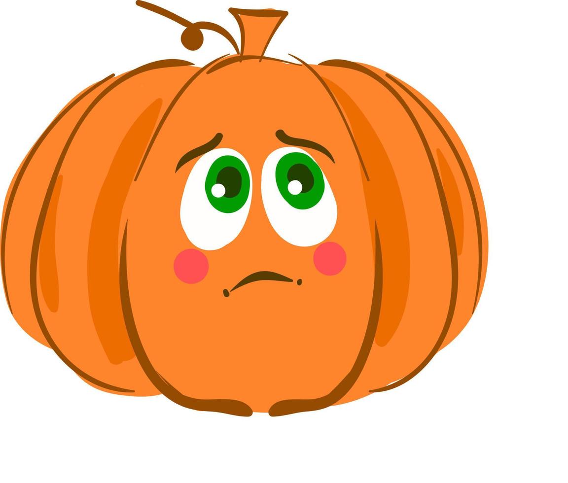 Sad pumkin, illustration, vector on white background.