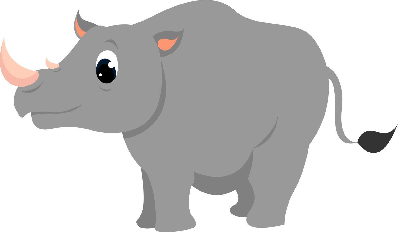 lindo rinoceronte, ilustración, vector sobre fondo blanco.