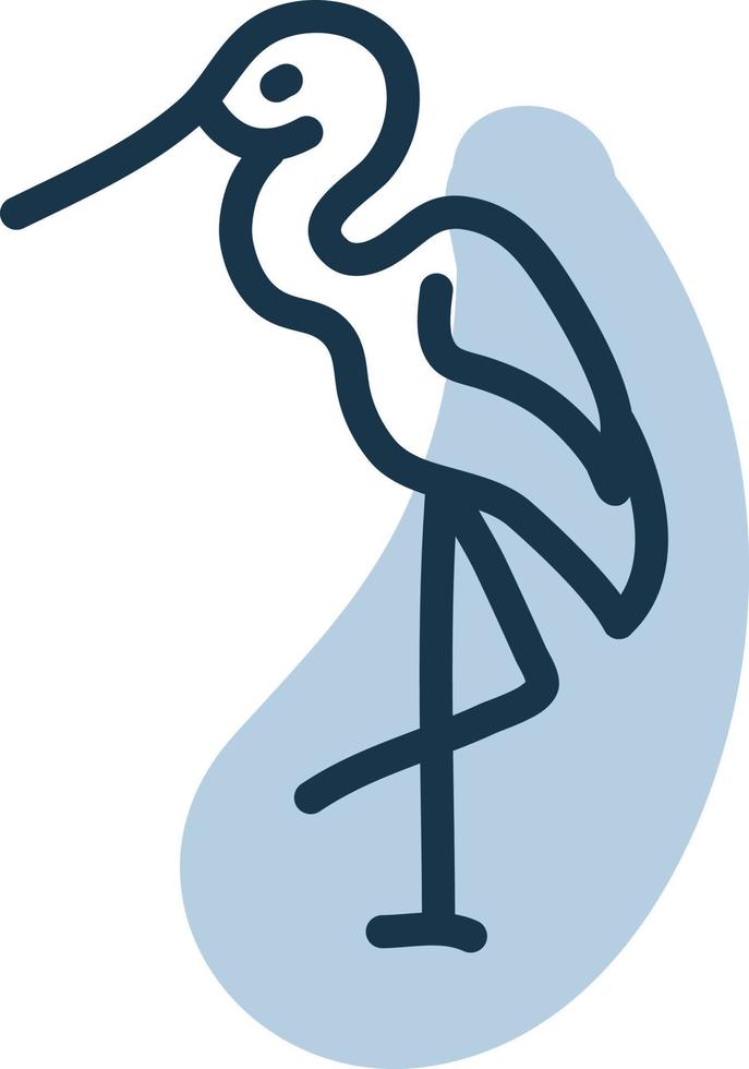 Bird on one leg, illustration, vector, on a white background. vector