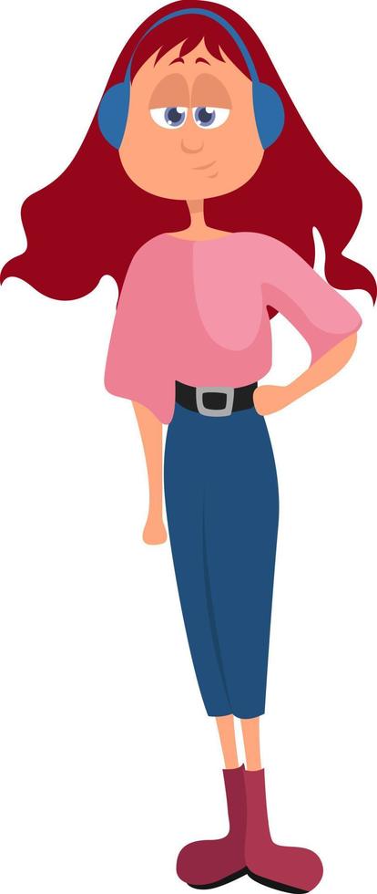 Girl with a pink jumper, illustration, vector on a white background.