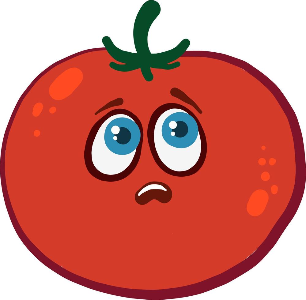 tomate asustado, ilustración, vector sobre fondo blanco