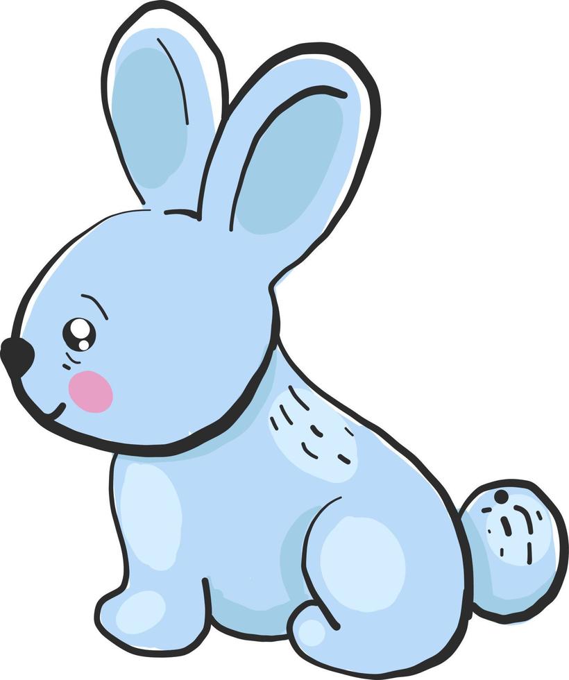Blue small bunny , illustration, vector on white background