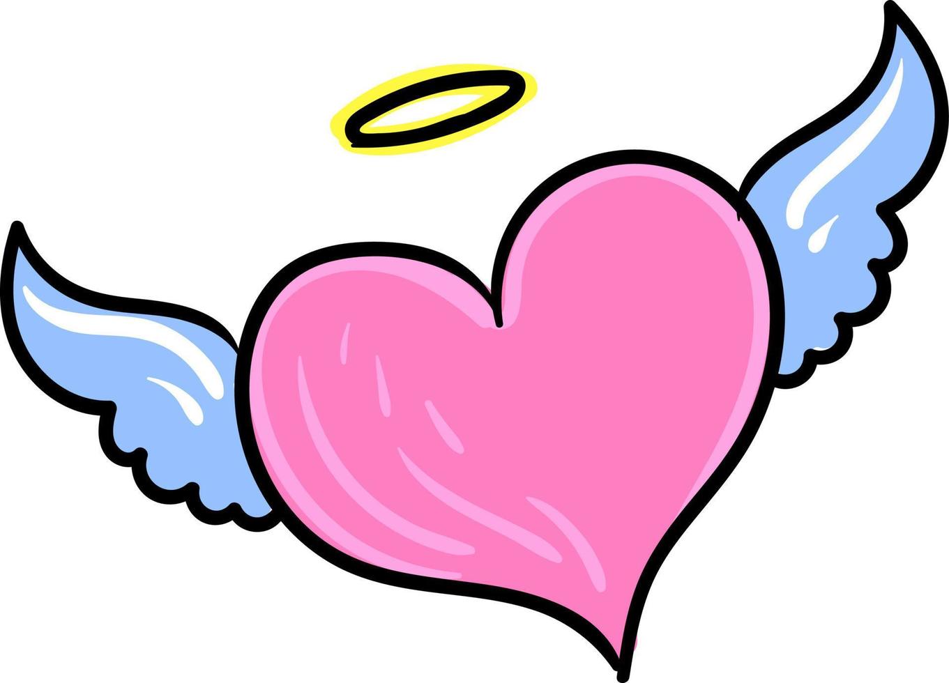 corazón rosa con alas, ilustración, vector sobre fondo blanco