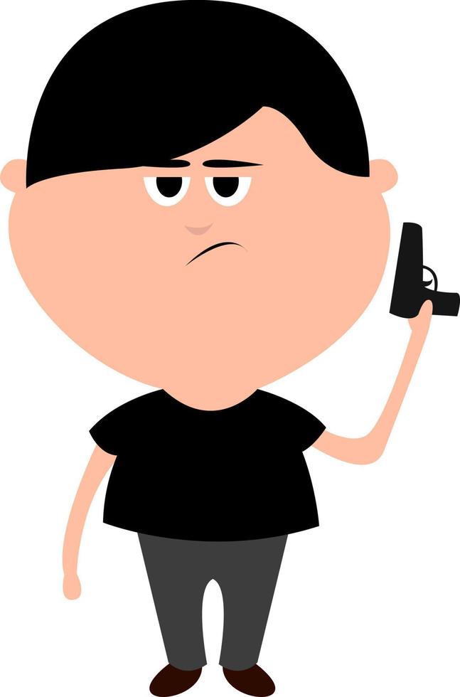 hombre con una pistola, ilustración, vector sobre fondo blanco.