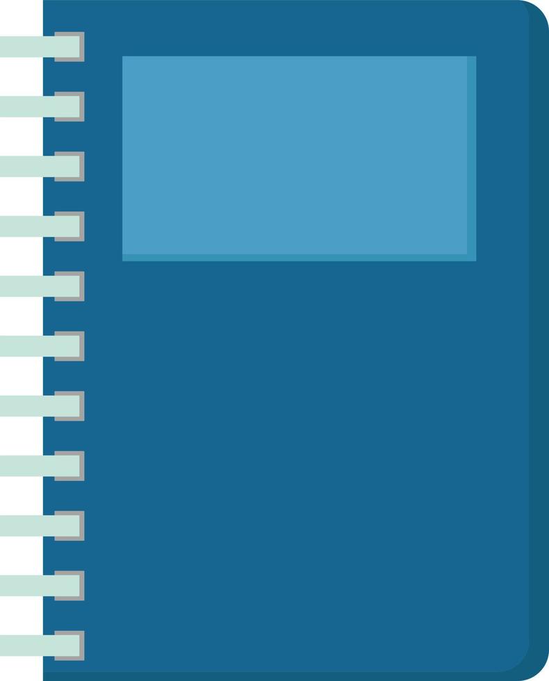 Blue notebook, illustration, vector on white background.