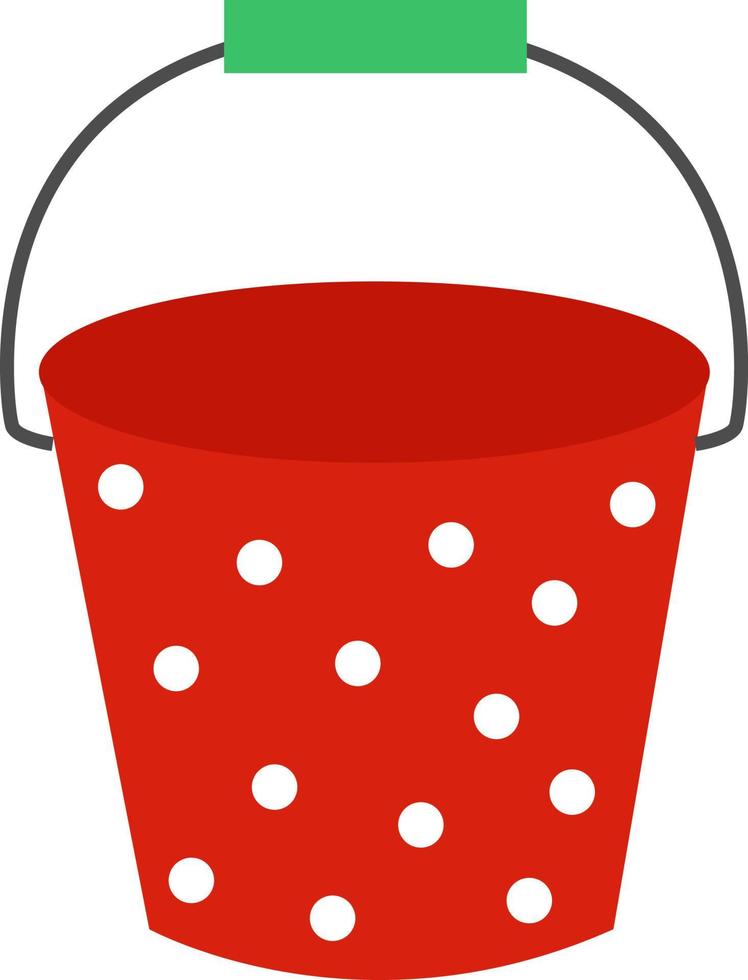 Red bucket, illustration, vector on white background.