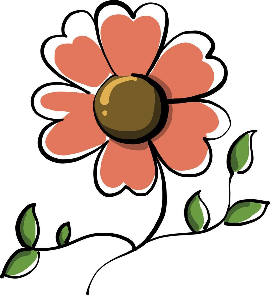 flor rosa, ilustración, vector sobre fondo blanco.