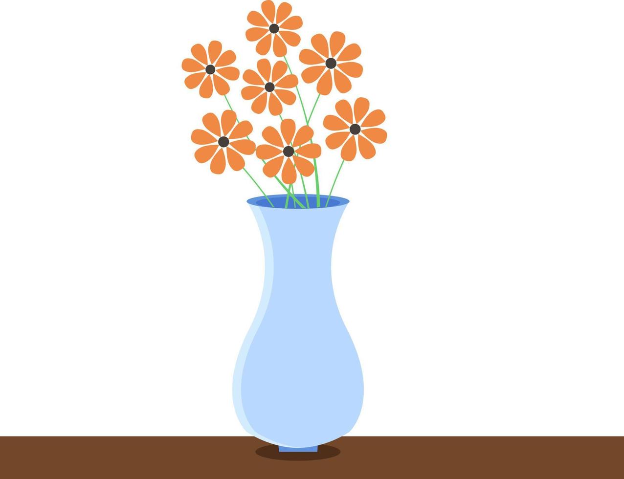 Flowers in vase, illustration, vector on white background.