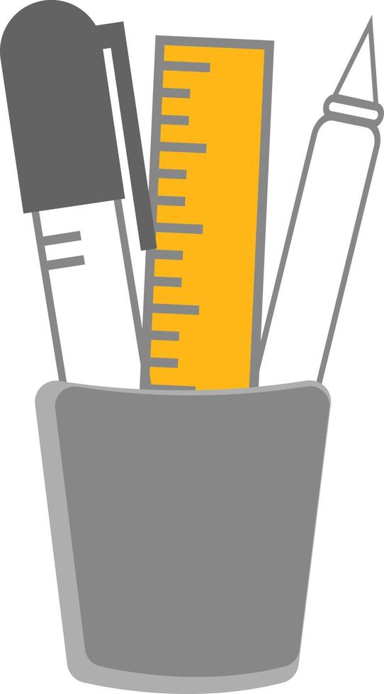 School supplies, illustration, vector on white background.