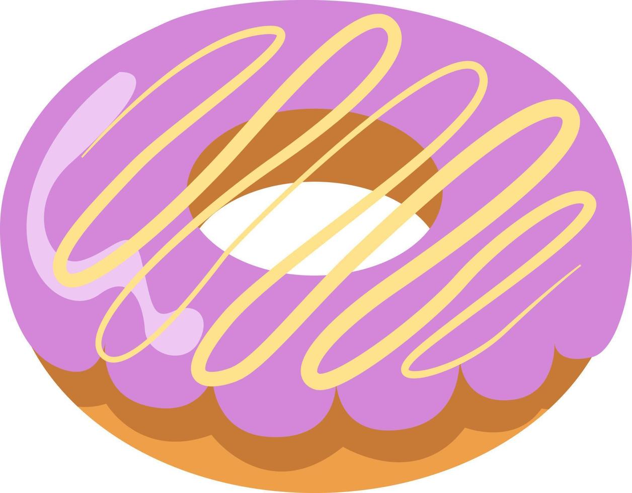 donut con crema rosa y chocolate blanco, ilustración, vector sobre fondo blanco