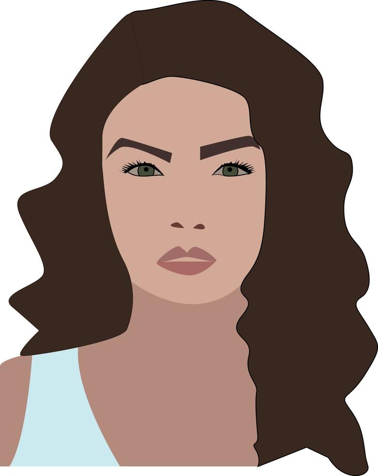 Girl with green eyes, illustration, vector on white background.