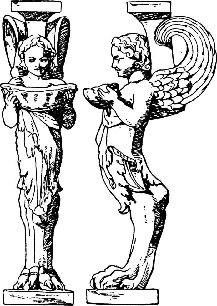 Roman Table-Support Trapezophoron, vintage illustration. vector