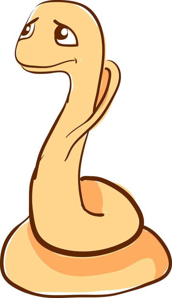 Sad snake, illustration, vector on white background.