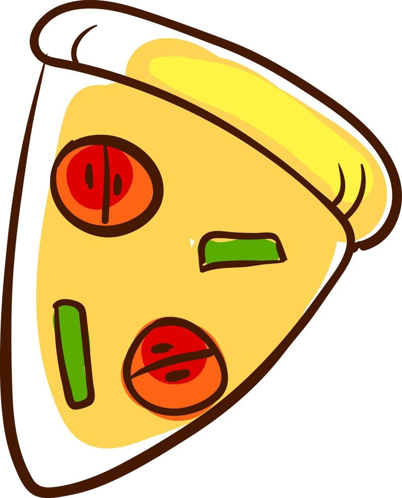 Pizza slice, illustration, vector on white background.