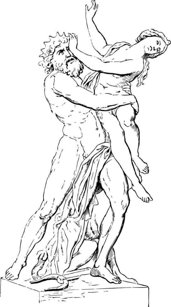 Pluto and Proserpina by Bernini in the Villa Borghese vintage engraving. vector