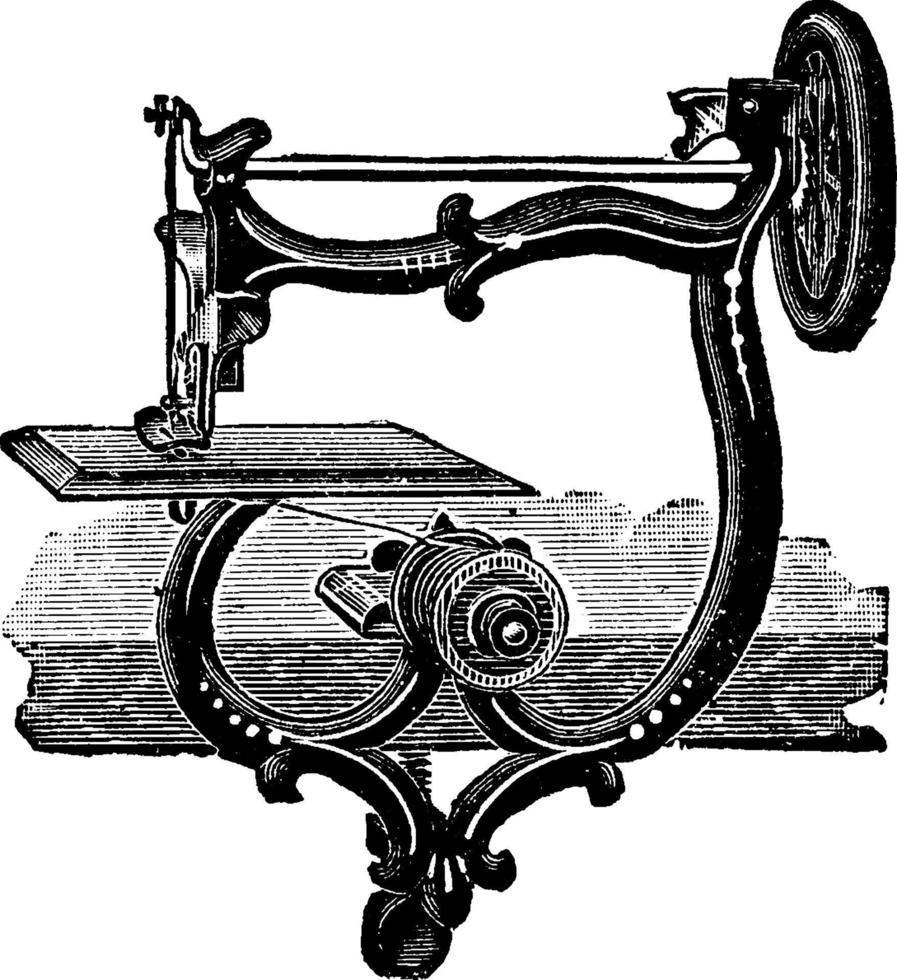 Sewing Machine, vintage illustration vector