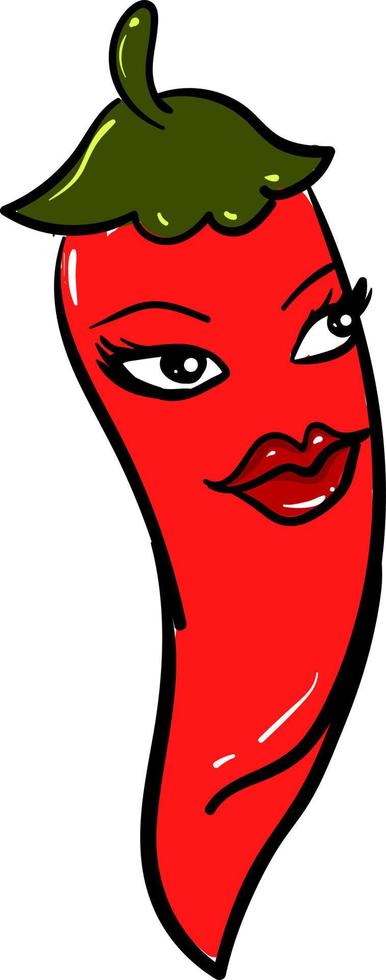 Pimiento rojo picante, ilustración, vector sobre fondo blanco.