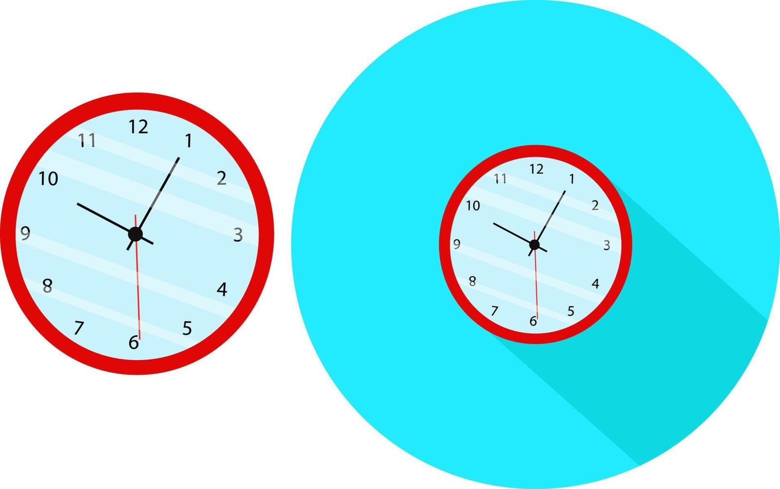 reloj rojo, ilustración, vector sobre fondo blanco.