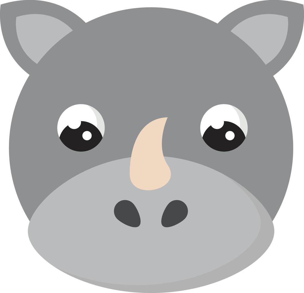 Cute little rhino, illustration, vector on white background.