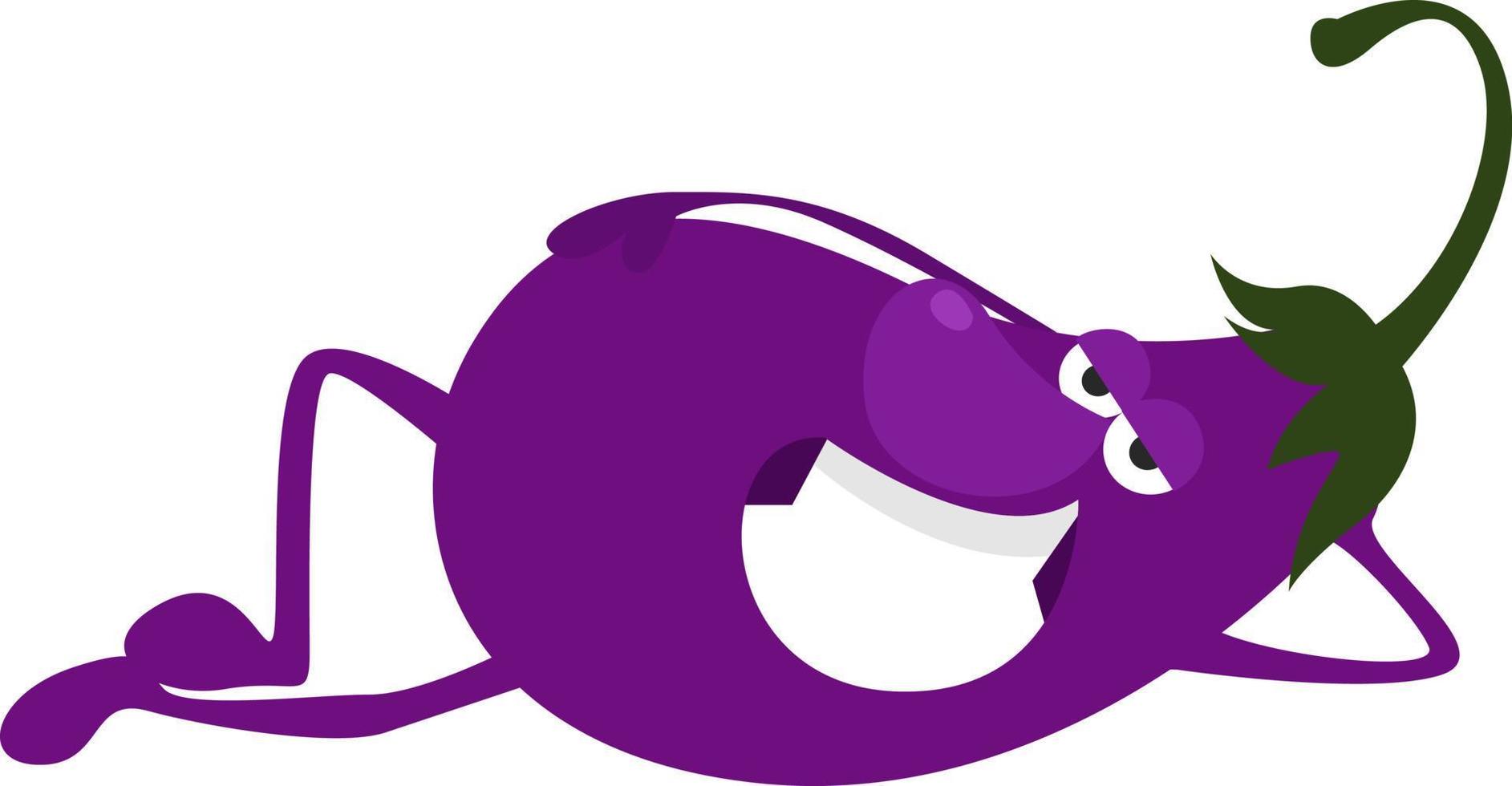 Purple eggplant, illustration, vector on a white background.