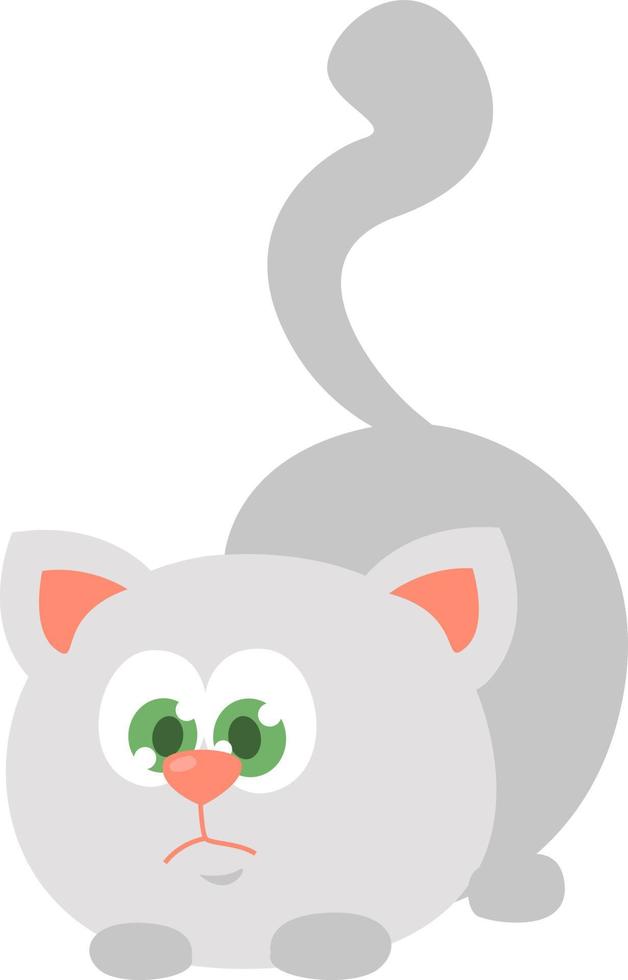 gato gris, ilustración, vector sobre fondo blanco