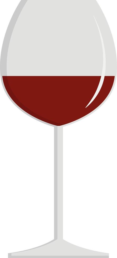 Red wine in glass, illustration, vector on white background.