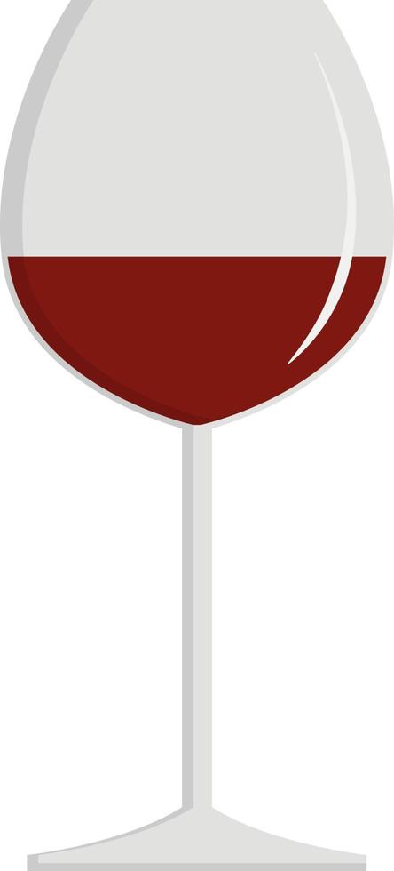 Vino tinto en copa, ilustración, vector sobre fondo blanco.