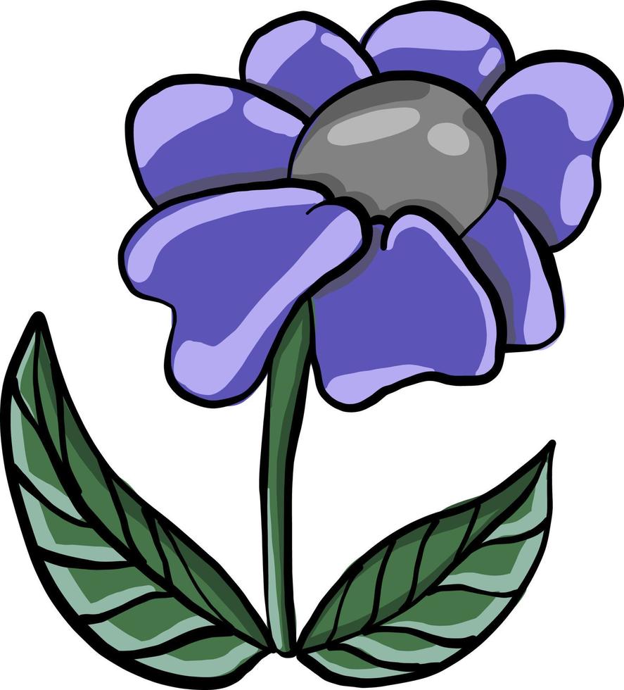 Blue flower, illustration, vector on white background.