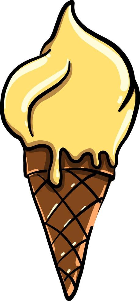 Yellow ice cream, illustration, vector on white background